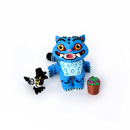 Derpy Flexi Tiger wth Sussie the Magpie and Flower Pot