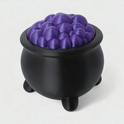 Black Witch’s Cauldron with Bubbling Purple Lid
