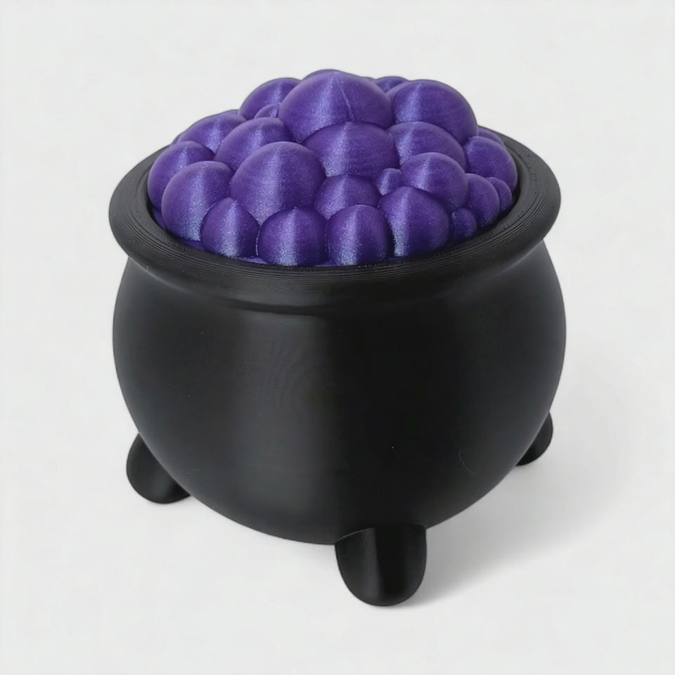 Load video: Black Witch’s Cauldron with Bubbling Purple Lid